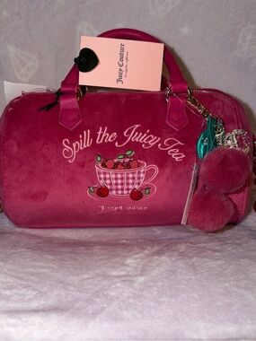 Juicy Couture Hot Pink Velvet 'Spill the Juicy Tea' Satchel